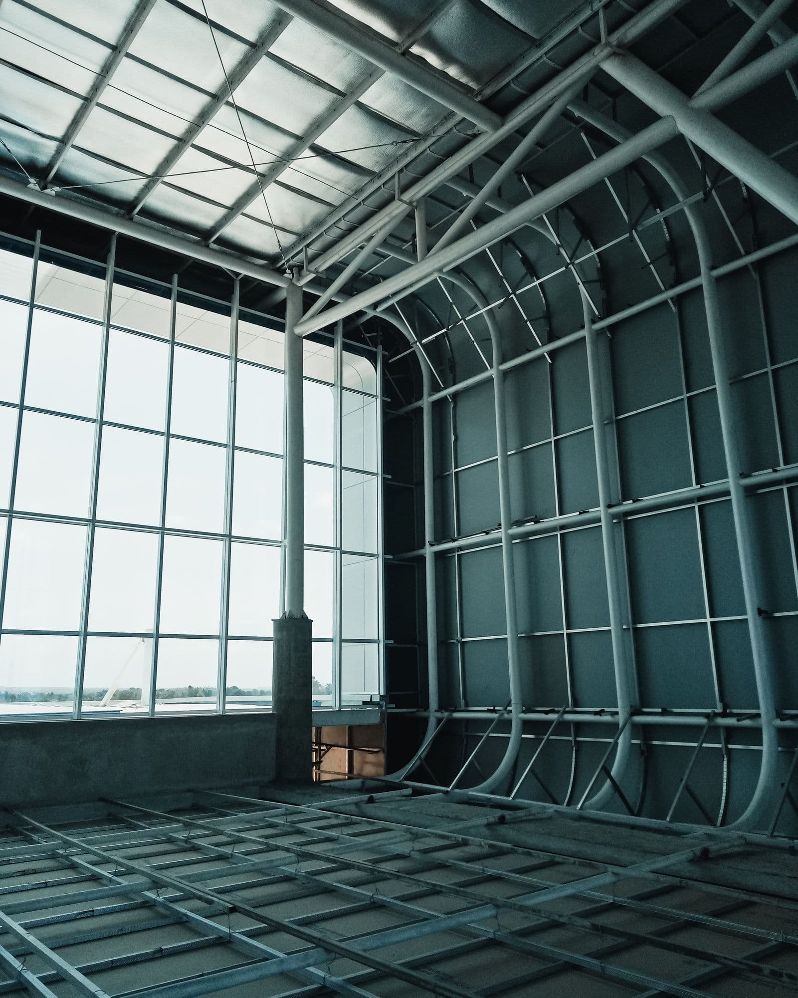 Steel framework of a commercial building under construction